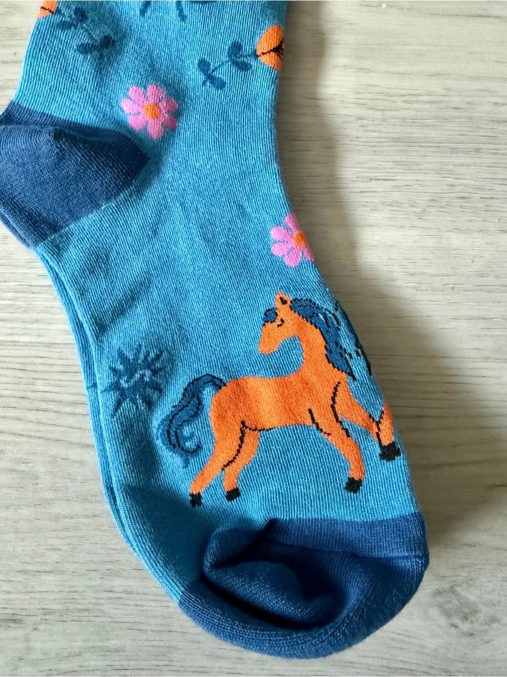 Sock It To Me Hay There Horses Wide Calf Knee High Socks Blue Unisex New Stretch